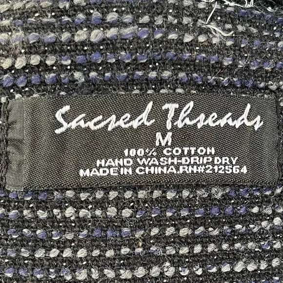 SACRED THREADS ~ Fantastic Pattern-Blocked Jacket w/Floral Detail at Hem ~Medium - Picture 6 of 7